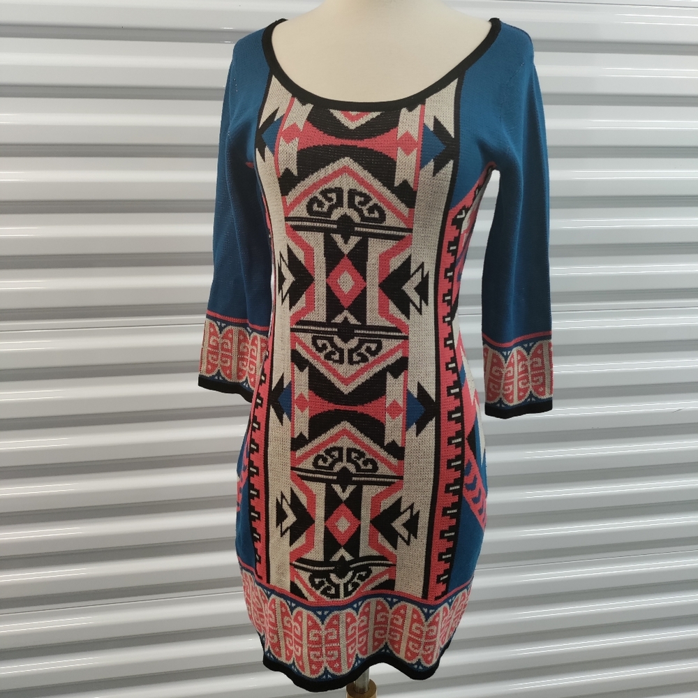 🆕Flying Tomato | Aztec Print Bodycon Sweater Dress Size Small Women's